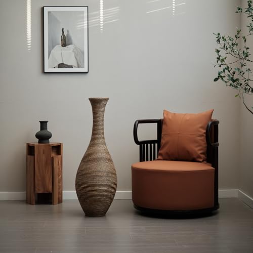 Image of Large Hand-Woven Bamboo Floor Vase, Tall Home Decor Floor Vase for Fake Flower Dried, Flower Holder for Living Room, Bedroom, Dining Room, Entryway, Hallway