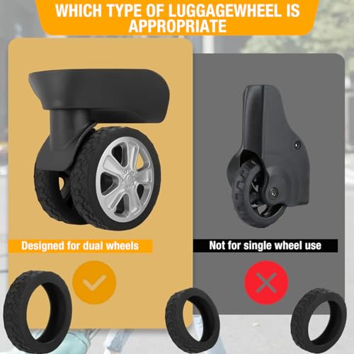 Image of PALAY 8 Pcs Luggage Wheel Silicone Protector Cover, Silent Wheel Cover