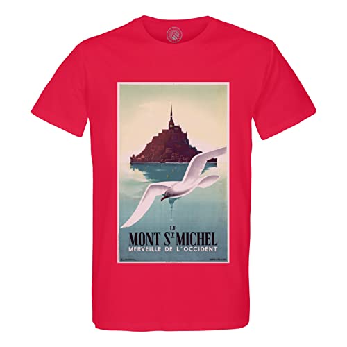T-shirt Mont Saint Michel en coton bio haut de gamme au design art déco rétro