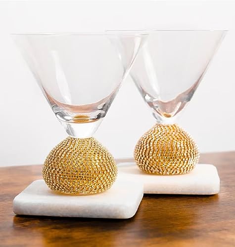 Image of Melbify Jewel Ball Wine Glass Gift Set| Set of 2 Glasses | 220 ML | Ultra-Premium| Diamond-Studded | Limited Edition| Ideal for Wedding Gifts