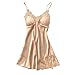 Ropa de Dormir para Mujeres,SHOBDW Regalo del día de San Valentín Cojín de Encaje Sexy Lencería Vestido de Traje de Seda Más tamaño Babydoll camisón Camisola Kimono Ropa de Dormir(A-Beige,XL)