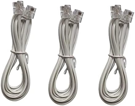 6-foot telephone landline extension cord cable cord with standard RJ-11 6P4C plug (White 3Pack)