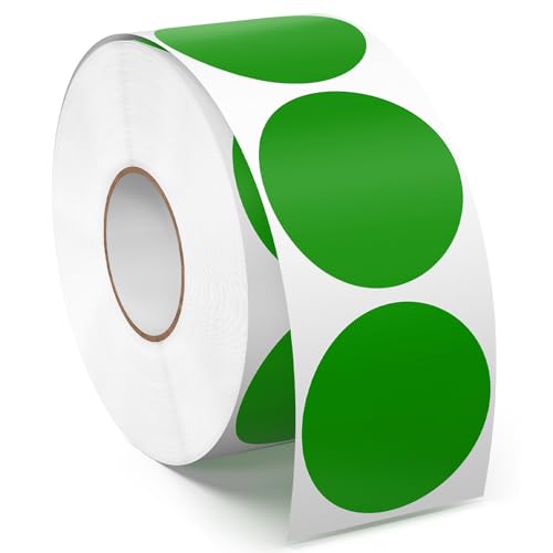 Meitaat 1000 Piezas Pegatinas Redondas Verdes Gomets Circulares 38 mm Etiquetas Adhesivas de Puntos en Vinilo Impermeables y Resistente al Rasgado per Rollo
