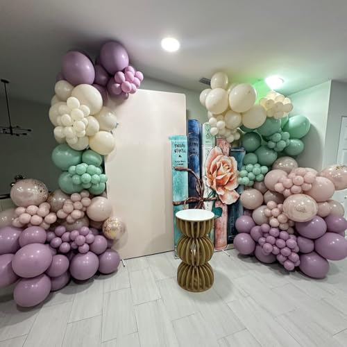 Image of Dusty Purple Balloons Arch Taro Purple Balloons Garland 103pcs Retro Lavender Lilac Balloon Different Sizes Helium Latex Balloon Boho Birthday Party Decoration Wildflower Bridal Baby Shower Wedding