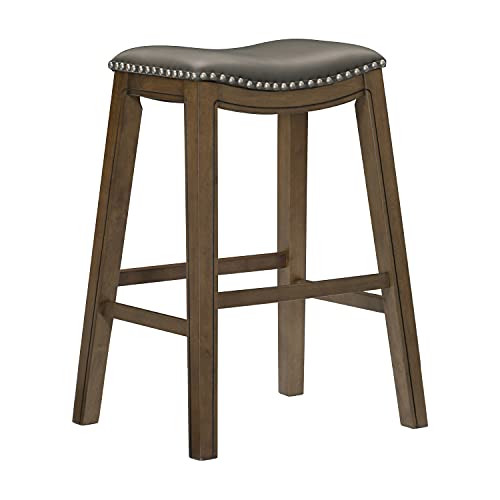 Lexicon Alviso Wooden Saddle Seat Pub Height Stool, 29" Sh, Gray #TOP26