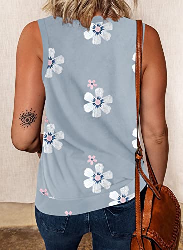 Ecrocoo Women Tank Tops Fashion Cute Sleeveless Round Neck Summer Loose Casual Vests Girls Blouses Shirt,Gray M #TOP2