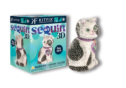 Kitfix - Sequin Art 3D Chat - Image à paillettes 3D - Kit de création pour adolescents, adultes et enfants de plus de 8 ans - 501