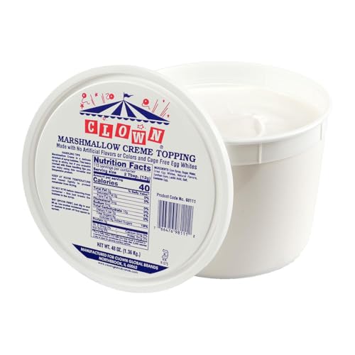 Clown Global Brands Marshmallow Crème Topping | 1/1 Gallon (3lb) Pails (3.5 lbs total weight) | Great as Spread or Filling | Perfect on Icecream Floats | Gluten Free