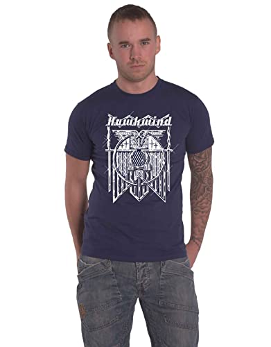 Photo de Hawkwind T Shirt Doremi Band Logo Nouveau Officiel Homme Navy Size Small