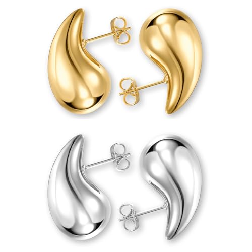Teardrop Earrings Dupes for Women Gold Chunky Hoop Earring Dangle Earrings Water Drop Hypoallergenic Earring for Women