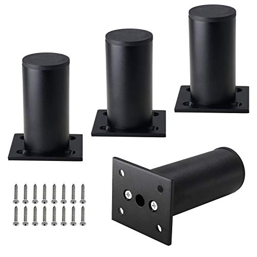 Kyuionty Juego de 4 patas de muebles de 3 pulgadas, patas ajustables de aleación de aluminio, patas de soporte de sofá redondas de metal, patas ajustables para cocina, mesa, armario, estantes, 1.5