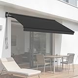 BelleMax Gelenkarmmarkise Markise Manuell, 250x200cm Anthrazit, Terrassenmarkise mit Handkurbel, Wasserdicht, Sonnenmarkise inkl. Wandhalterung für Balkon & Terrasse