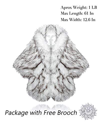 Catery Faux Fur Shawls Bridal Wedding Wrap Scarf Cape Fur Stole Winter Cover Up Accessories for Women and Girls2