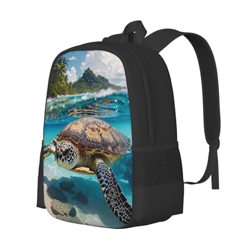 17 Inch Backpack for Beach Turtle Lightweight Adjustable Animal Backpacks with Mesh Side Pockets for Travel Outdoor Sports2
