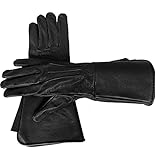 Men's Leather Long Cuff Winter Warm gloves winter, thermal insulation,womens comfy winter new black red medieval renaissance outdoor, different sizes,windproof (black, large)