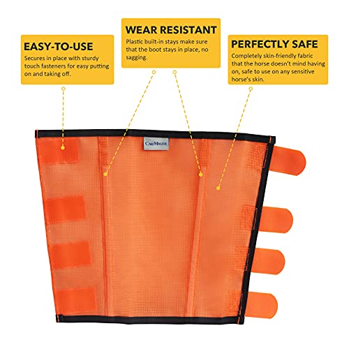 Caremaster Fine Mesh Fly Boots Loose Fitting & Non-Slip Horse Fly Leggings No More Horsefly Nuisance Greatly Reduce Stomping Breathable With Natural Air Flow (Set Of 4) Vibrant Orange Large thumb #3