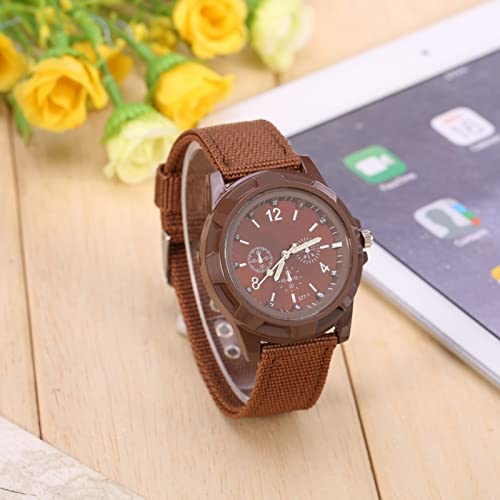 Sports Watch, Military sty1e Round Analog Wristwatch, watertight Sport Watches with for long-lasting Nylon Strap Electronic Movement for Accurate Timekeeping(coffee)4