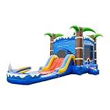 HeroKiddo 14'x 26'x15' Ocean Shark Inflatable Water Slide Bounce House with Detachable Pool, 100% Commercial Grade PVC Vinyl, Include Basketball Hoop & Blower, Wet Dry Combo for All Ages
