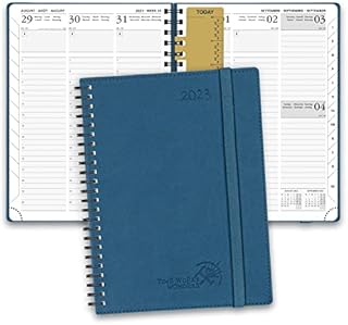 POPRUN 2023 Diary A5 Week to View 22 x 16.5 cm - Vertical Weekly Planner with Appointments, Monthly Tabs, Vegan Leather Soft Cover, FSC® Certified 100 GSM Ivory Paper, Inner Pocket- Pink