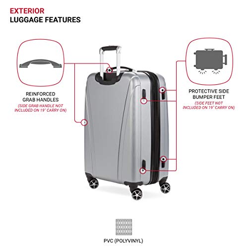 SwissGear 7585 Hardside Expandable Luggage with Spinner Wheels, Silver, Checked-Medium 23-Inch3