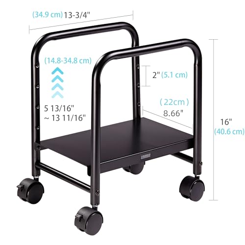 Image of EUREKA ERGONOMIC Computer Tower Stand, Height Adjustable PC Stand for Under Desk, Mobile Rolling CPU Holer with 360 Locking Caster Wheels, Desktop Tower Cart on Floor, Desk Accessories, Steel, Black