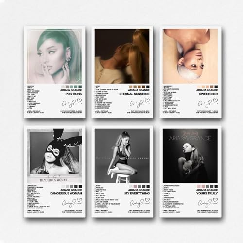 Ariana Poster Grande Music Singer Album Cover Poster A Set of 6 Canvas Posters Room Aesthetic Festival Family Bedroom Decor Wall Art Home08x12inch(20x30cm) Style-2