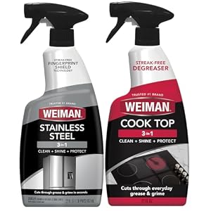 Weiman Disinfecting Stovetop Cleaner & Stainless Steel Cleaner – 22 Ounce – Daily Appliance Kitchen Cleaning Kit