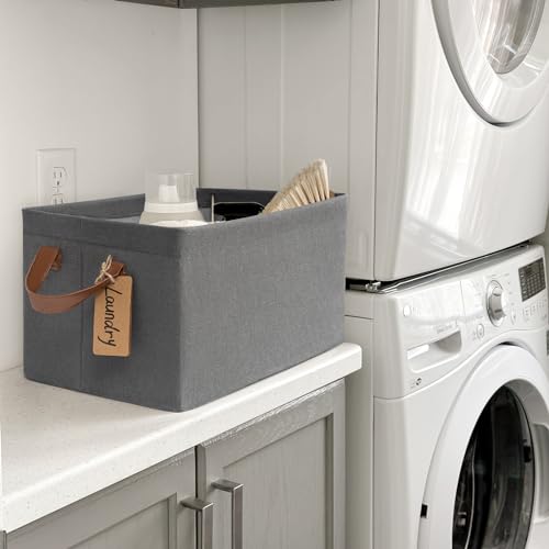CHICVITA Storage Baskets Large Storage Bins for Organizing, Clothes Storage Bins, Closet Organizers and Storage, Small Laundry Basket for Shelves, 16 ¾" L x 11" W x 9 ¾" H, Grey, 2-Pack by CHICVITA - Image 3