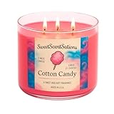 SweetScentSations Cotton Candy Candle with Gift Box Included- 3 Wick Candles - Large Candle with Strong Scented Ideal Pink Candles for Home Scented, Extremely Cute.