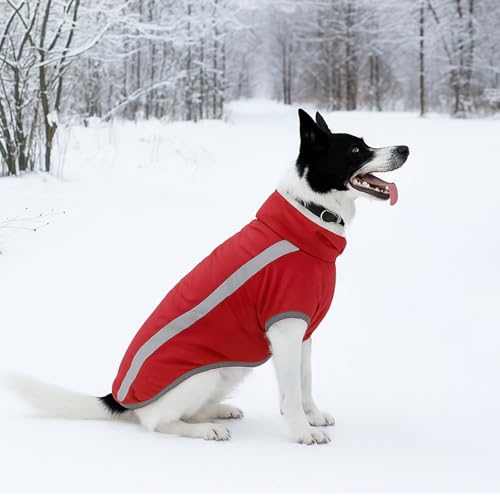 DoggieKit Hundejacke Wasserdichter Hundemantel Reflektierende Wintermantel mit Fleecefutter Winddichtes Wintermantel Hundepullover Hundekleidung für Kaltes Wetter Winter Warm Hunde Winterweste Jacken