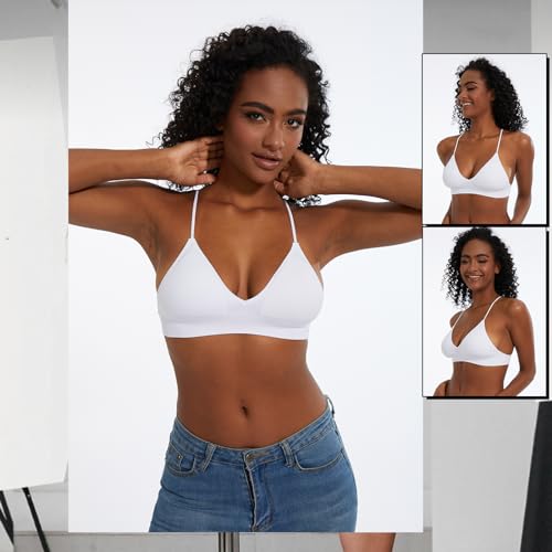 Image of Seamless Bra for Women Low Back Bralette Wirefree Spaghetti Bra with Padded Removeable