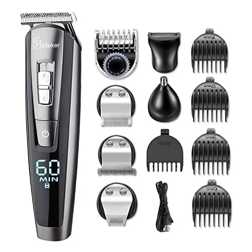 HATTEKER Hair Clipper Beard Trimmer Kit for Men Cordless Hair Mustache Trimmer Hair Cutting Groomer Kit Precision Trimmer Waterproof USB Rechargeable 5 in 1