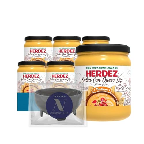 Herdez - Lavinia Essentials Bundle: Dip 6-Pack of Queso con Salsa Medium Creamy Dip + 1 Utility Prop