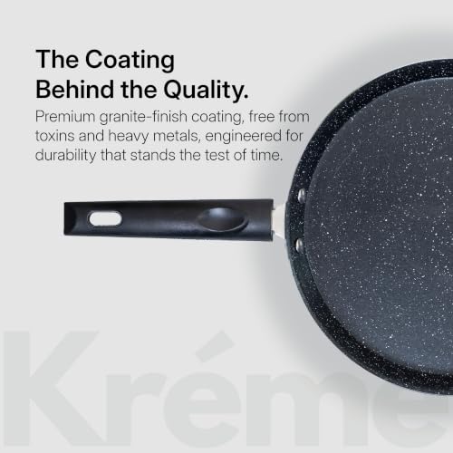 Image of Kreme Aura Granite Non Stick Cookware Set 7pcs | Aluminium Cookware Set | Non Stick Flat Tawa, Fry Pan, Sauce Pan, Kadhai with Glass Lid | Uses Less Oil | Induction Gas Stove Compatible, Blue