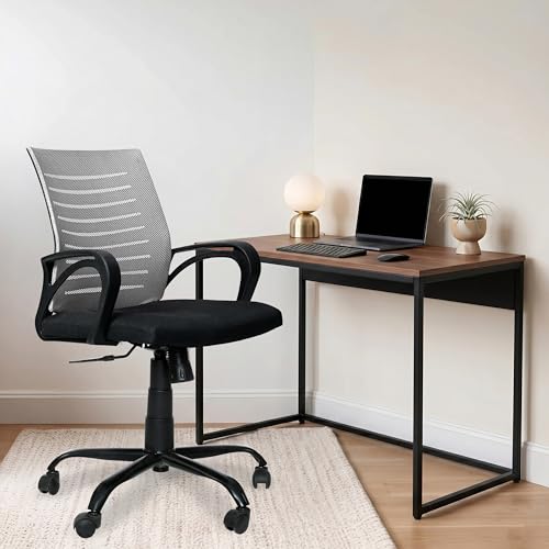 Image of Amazon Brand - Solimo Worklo Mid Back Office Chair for Work from Home | Study | Revolving | Computer (Heavy Duty Powder Coated Metal Base, Stylish Grey Mesh)