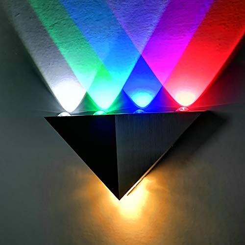 Mengjay Applique Murale LED 5W Interieur Triangle Lampe Design Original Moderne Eclairage Décoratif en Aluminium Lumiaire pour Chambre Couloir Salon - Multi-Couleur