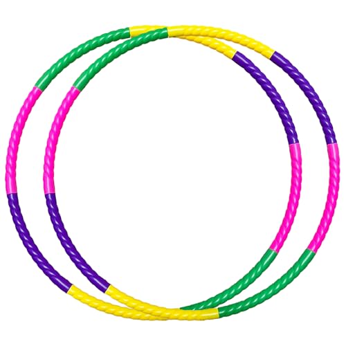 2 Pack Hoola Hoop for Kids 3-7 Years Old, Adjustable Detachable Fitness Hoop, Easy Assemble Colorful Hoola Hoop with Weight Adjustable, Safe Durable Kids Exercise for Indoor Outdoor, Ideal