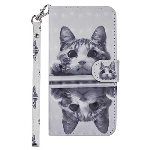 Gelusuk iPhone X/XS Hülle,Flip Case Cover Leder Tasche Case Hülle Handyhülle Schutzhülle im Bookstyle mit Standfunktion Kartenfächer für iPhone X/XS-Katze Cover