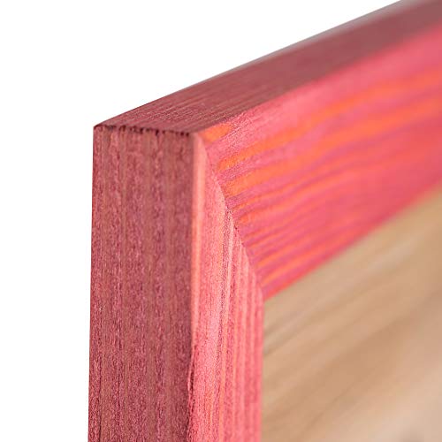 Image of Rustic Wooden Poster Picture Frame 12x16 - Natural Solid Eco Distressed Wood for Wall Mounting Photo Frame - Red