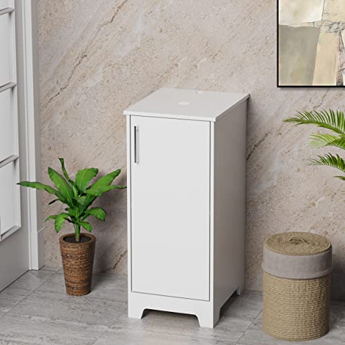 U-Eway 13 Inch White Bathroom Vanity, Wood Cabinet Units,Free Standing,Morden Sink Stand Pedestal For Single Small Bathroom,Adjustable Built-In Clapboard,Soft Closing Door,Mdf Made (White) #TOP1