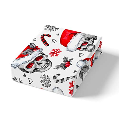 Skull Pattern Duvet Cover Gray Skull With Christmas Hat Bedding Set Red White Xmas Skeleton Comforter Cover for Boys Girls Kids Room Decor Winter Snowflake Heart Bedspread Cover Single Size - Image 3
