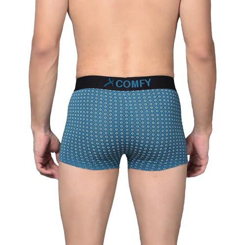 Image of Amul Comfy Printed Spandex Trunk for Men | 95% Cotton 5% Spandex | Super Combed Cotton Stretch Fabric | Outer Elastic Comfort Fit | Soft Hand Feel | No Marks Waistband | Color May Vary
