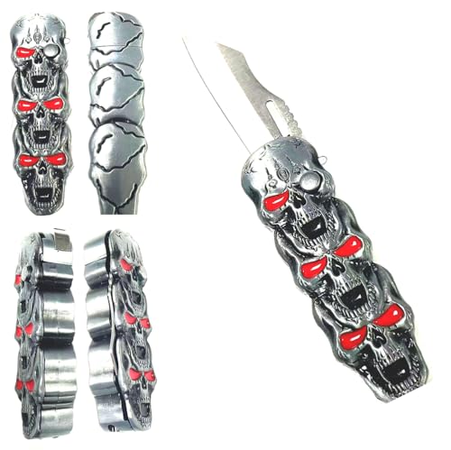 Encendedor de llama torch metal diseño calavera rojo miniatura 2