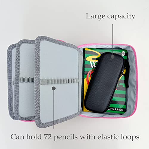 Image of allydrew Large Capacity 72 Slot Pencil Case for Colored Pencils, Stationery Pouch, Pink