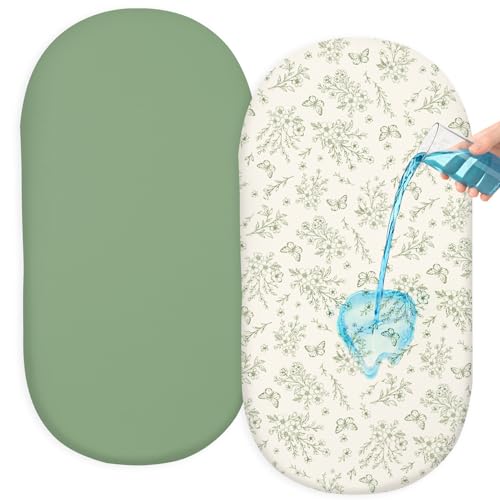 MHJY Lot de 2 draps-housses pour couffin – Draps de berceau en jersey doux avec couche en TPU imperméable, respirant pour landau, nouveau-né garçons et filles, 84 x 43 cm