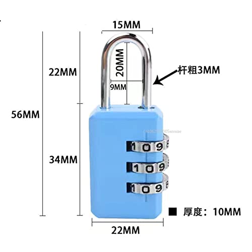 Serrure à code 3 chiffres argentée pour cadenas de valise et sac à dos - 5