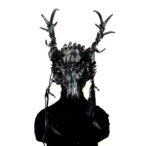 STORM BUY Ram Goat Devil Horns Demon Devil Masks Scary Masquerade Mask For Halloween Costume Horror For Adult (Black)