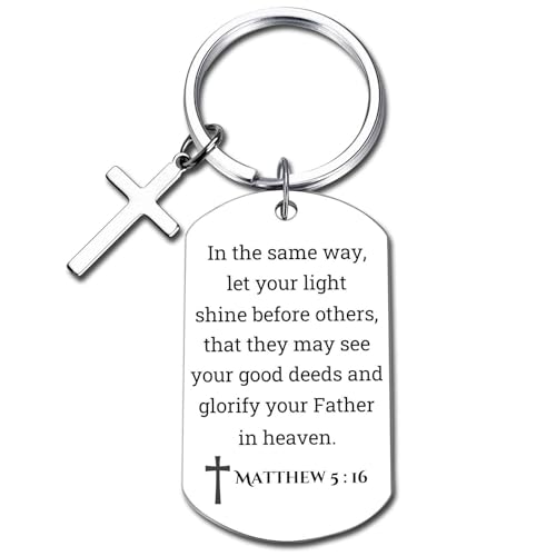 GiftYou Inspirational Scripture Metal Key Chains with Cross Pendant -