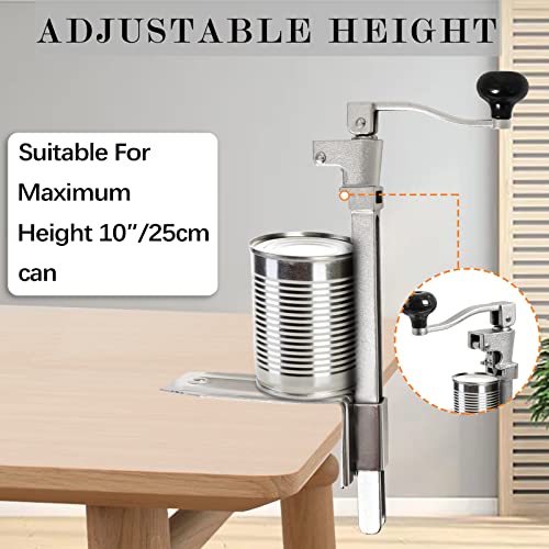 Commercial Can Opener Heavy Duty For #10 Cans, Manual Table Can Opener With Plated Steel Base For Cans Up To 10” Tall，Adjustable Metal Can Opener For Hotel, Food Store, Restaurant, Bar, Home #TOP4