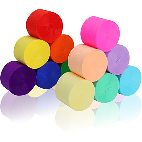 12 Rolls Crepe Paper Streamers, 12 Colors Streamers Party Supplies For Birthday Party Baby Shower Rainbow Diy Christmas Halloween Wedding Ceremony Various Large Festivals Decoration #TOP3